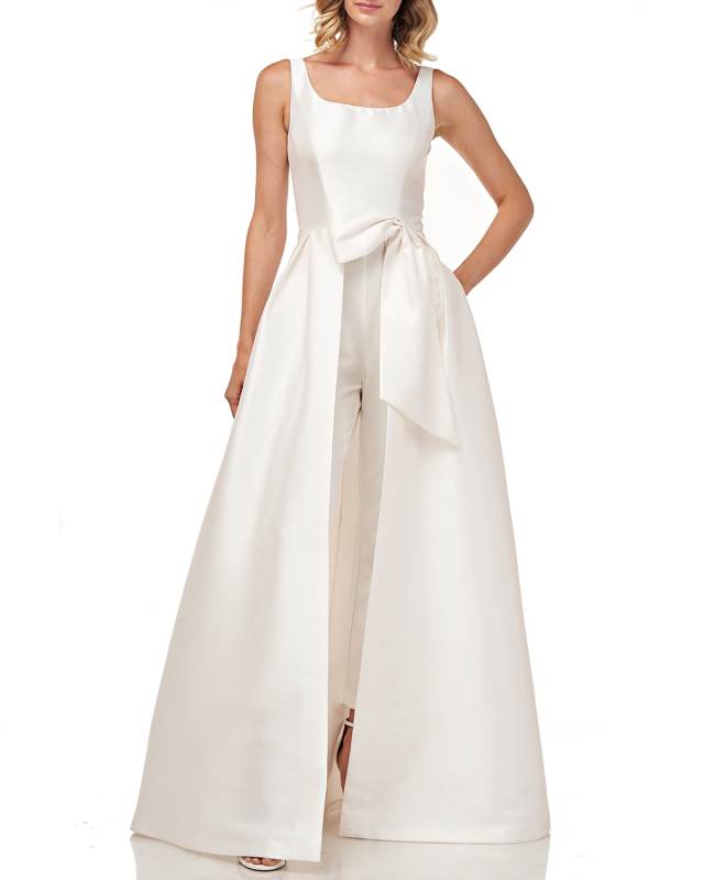 Sophie Dual Face Jacquard Sleeveless Walk-Thru Jumpsuit